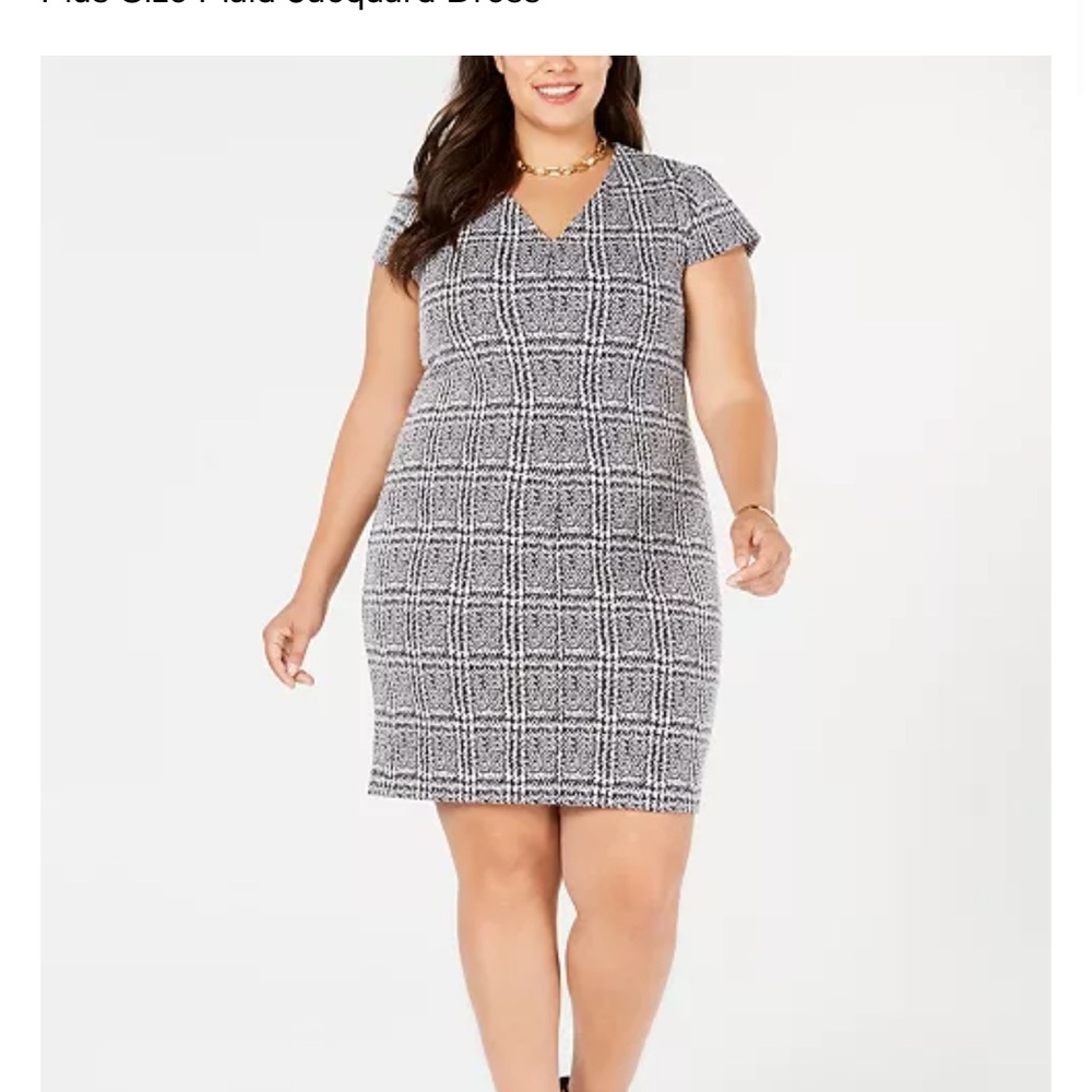 MICHAEL KORS Beaded Plaid Jacquard Dress Size XLARGE